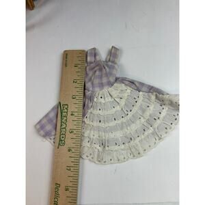 1960s Barbie clone lavender gingham sundress, eyelet tiers, 2-snap back vtg